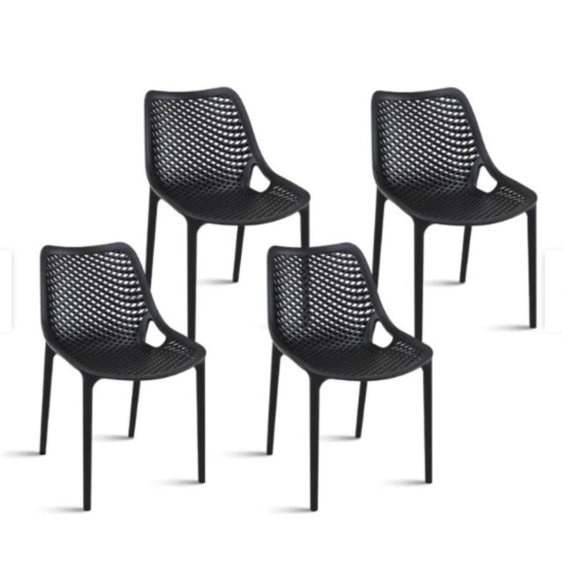 GENERICO - Pack 4 Sillas Terraza City polipropileno - Negro