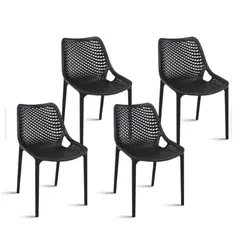 GENERICO - Pack 4 Sillas Terraza City polipropileno - Negro