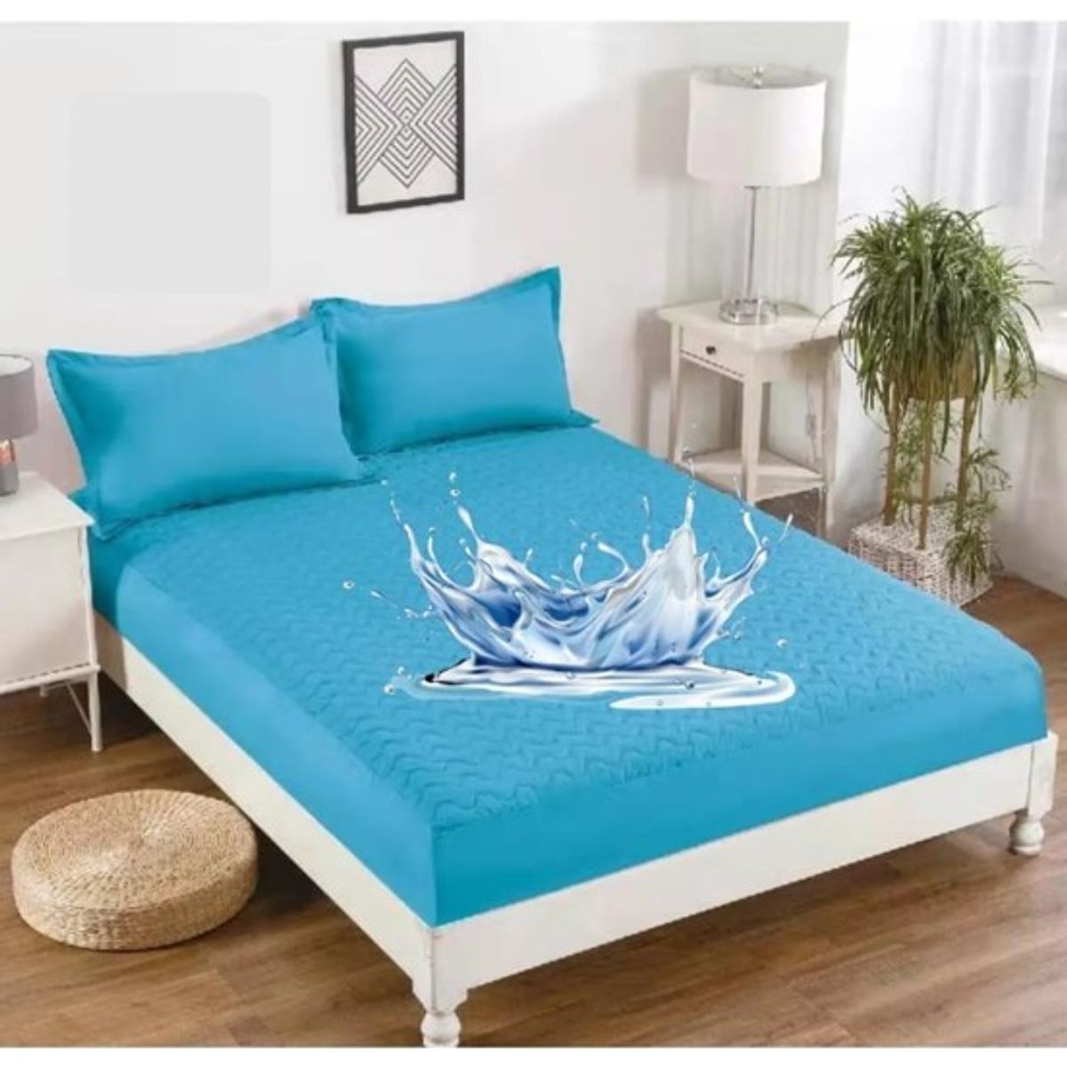 GENERICO - TOPPER O CUBRE COLCHON COLOR CALIPSO IMPERMEABLE 1.5 PLAZAS TF