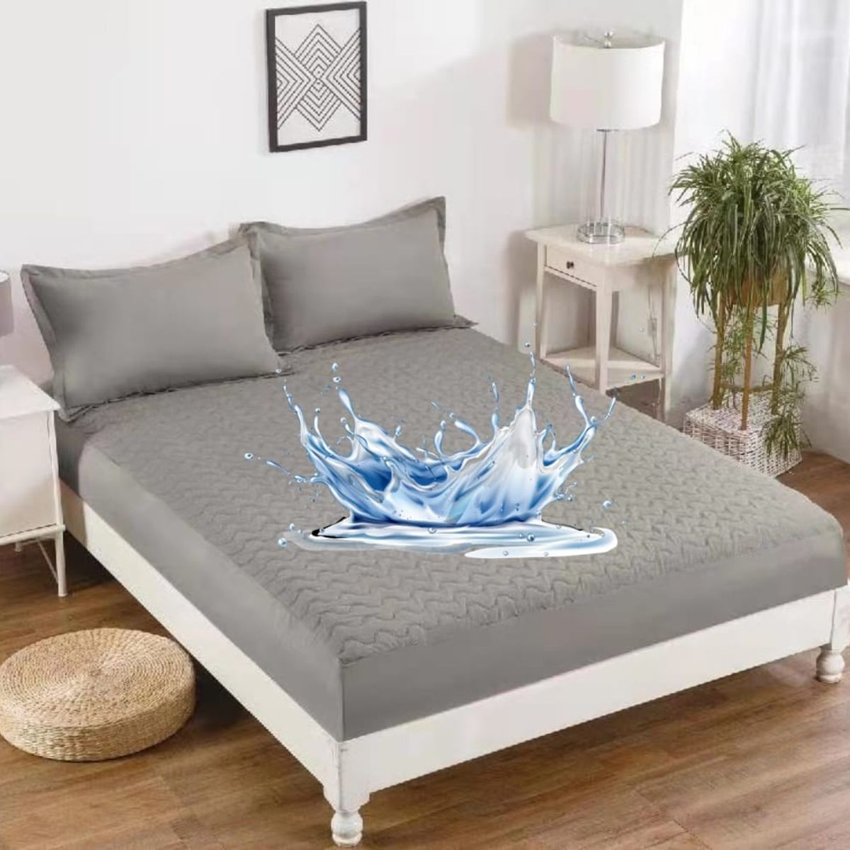 GENERICO - TOPPER O CUBRE COLCHON COLOR GRIS IMPERMEABLE 1.5 PLAZAS TF