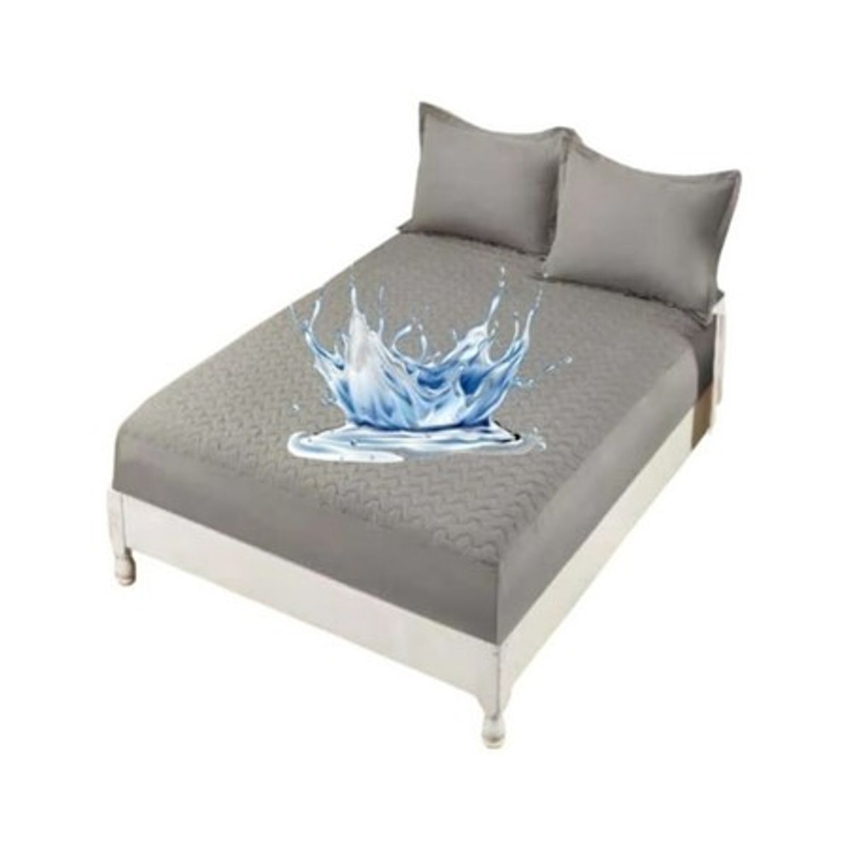 GENERICO - TOPPER O CUBRE COLCHON COLOR GRIS IMPERMEABLE 1.5 PLAZAS TF