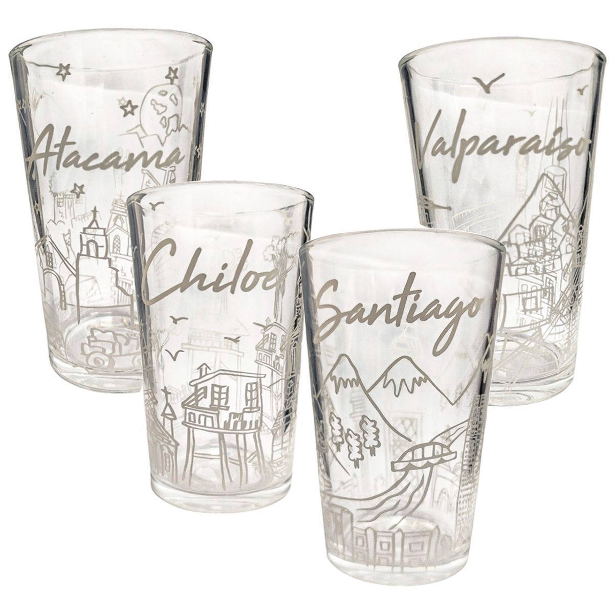 GENERICO - Set 4 Vasos De Vidrio Vasos Vidrio Jugo Juego De Vasos Chile