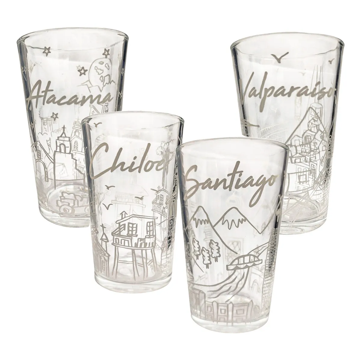 GENERICO - Set 4 Vasos De Vidrio Vasos Vidrio Jugo Juego De Vasos Chile