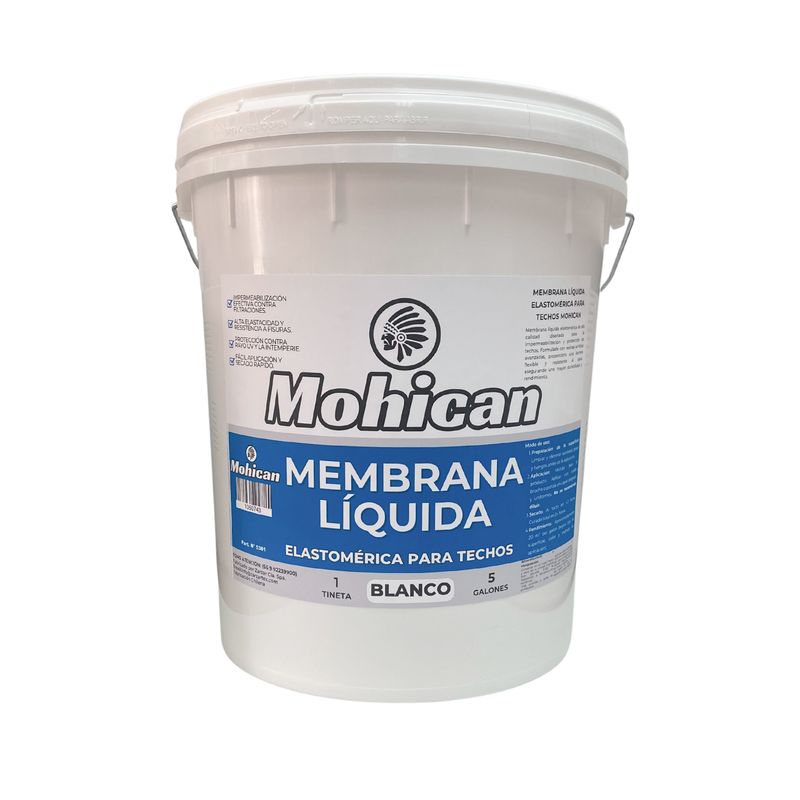MOHICAN - MEMBRANA LÍQUIDA ELASTOMÉRICA PARA TECHOS 5 GALONES MOHICAN