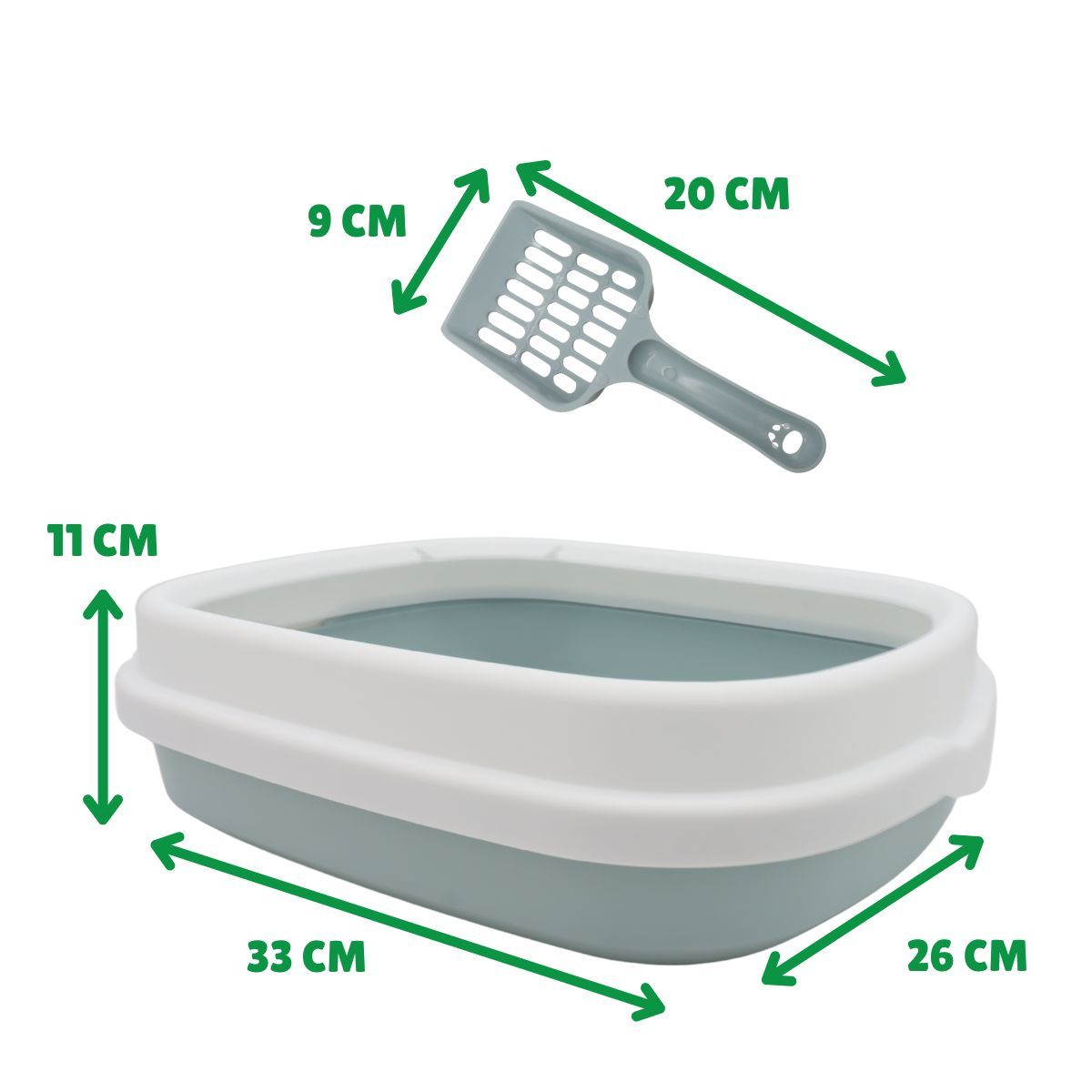 GENERICO - Arenero para Gatos Grande con Pala y Borde Baño Azul