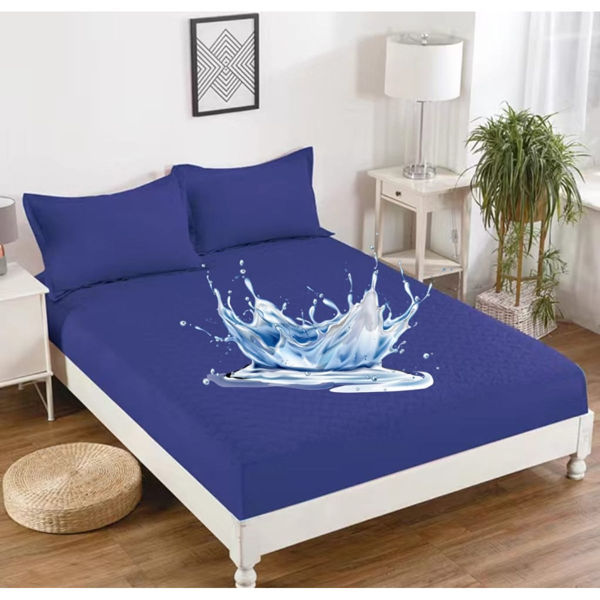 GENERICO - TOPPER O CUBRE COLCHON COLOR MORADO IMPERMEABLE 2 PLAZAS TF