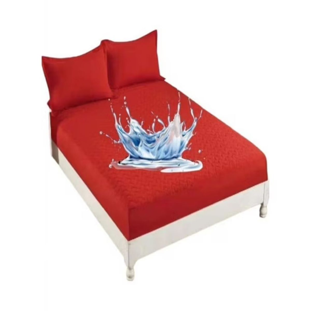 GENERICO - TOPPER O CUBRE COLCHON COLOR TERRACOTA IMPERMEABLE 2 PLAZAS TF