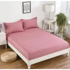 GENERICO - TOPPER O CUBRE COLCHON COLOR ROSA IMPERMEABLE KING TF