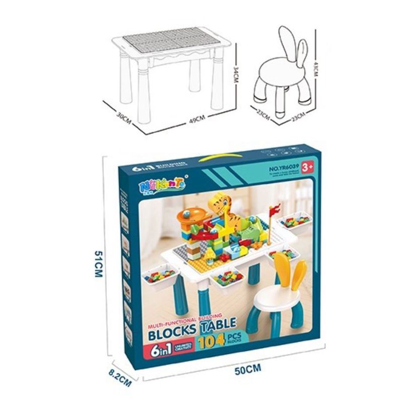 GENERICO - Mesa De Bloques Didáctica Construcción 104 Pcs Y 1 Sillas