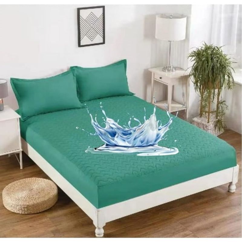 GENERICO - TOPPER O CUBRE COLCHON COLOR VERDE IMPERMEABLE SUPER KING TF