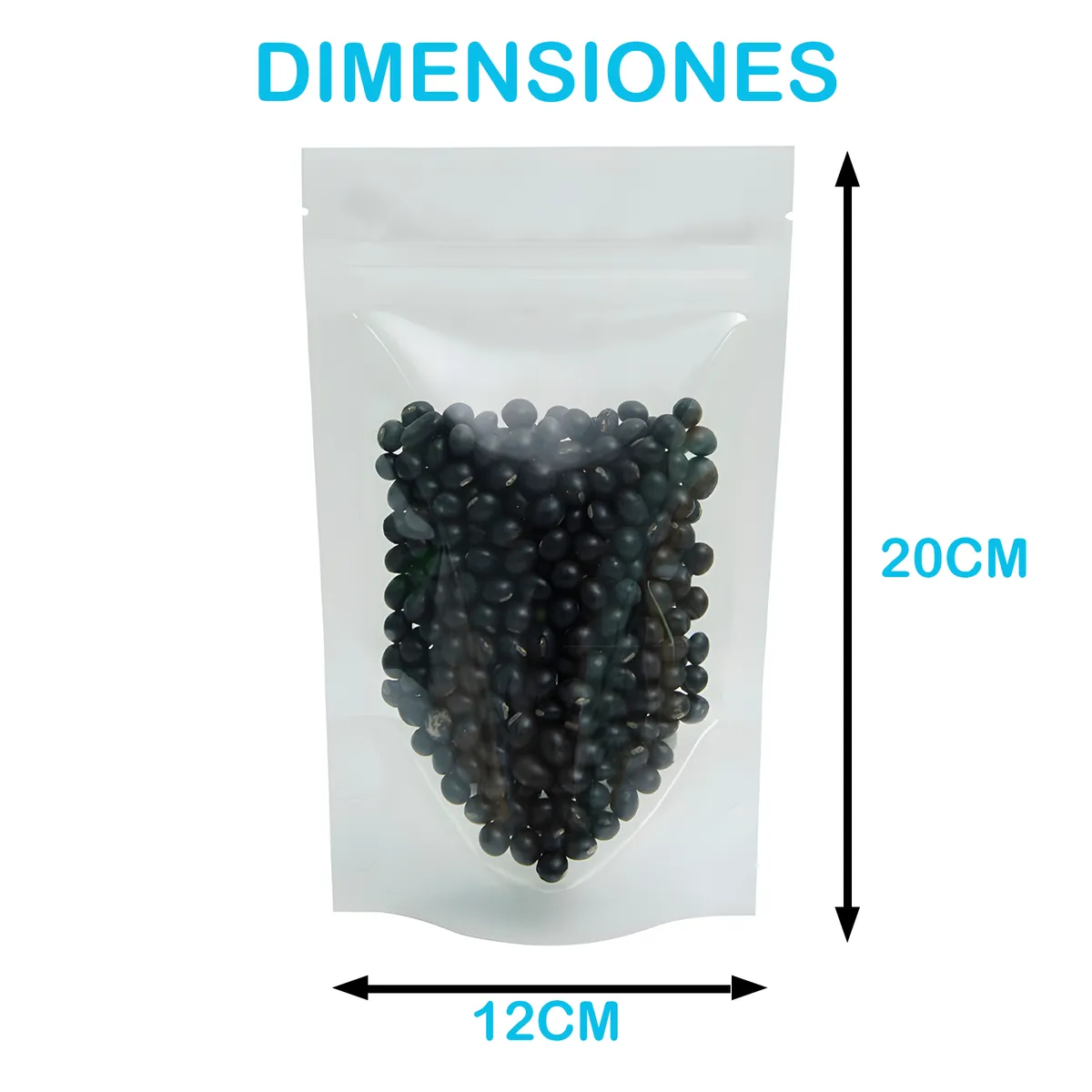 GENERICO - 200 Bolsas Doypack 12X20X4 CM Transparente Cierre Hermético