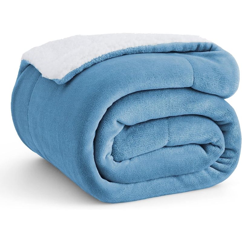 AZ AURAZEUS - Frazada Chiporro 1.5 Plazas Manta Termica Sherpa Polar Azul Diseño Az