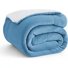 AZ AURAZEUS - Frazada Chiporro 1.5 Plazas Manta Termica Sherpa Polar Azul Diseño Az