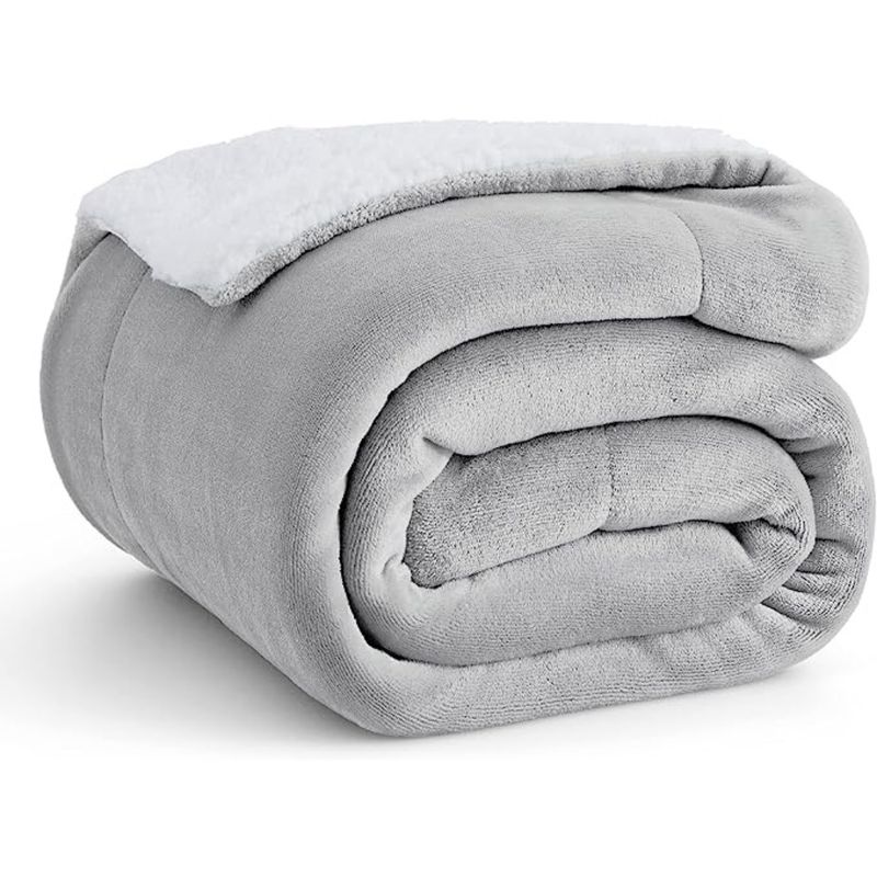 AZ AURAZEUS - Frazada Chiporro 2 Plazas Manta Termica Sherpa Polar Gris Aura Zeus