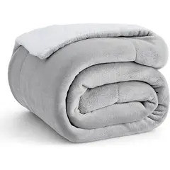 AZ AURAZEUS - Frazada Chiporro 2 Plazas Manta Termica Sherpa Polar Gris Aura Zeus