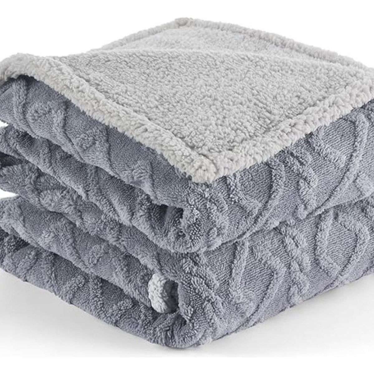 AZ AURAZEUS - Frazada Chiporro 2 Plazas Manta Termica Sherpa Polar Gris Diseño Az