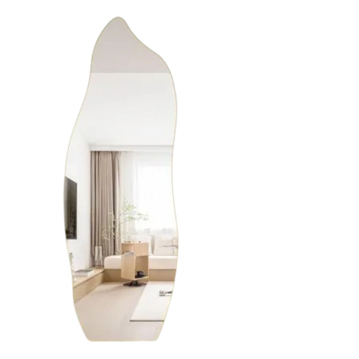 GENERICO - Espejo Decorativo Cuerpo Completo Diseño Onda Marco Dorado 160cmx50cm…