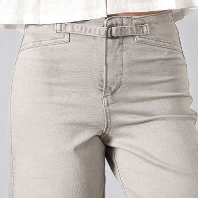 Imagen 2 del producto Pantalón Pretina Ajustada Gris Straight Slim Mujer