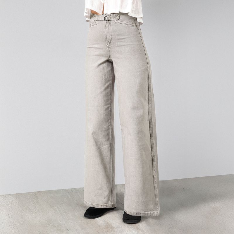 RAINDOOR - Pantalón Pretina Ajustada Gris Straight Slim Mujer Raindoor