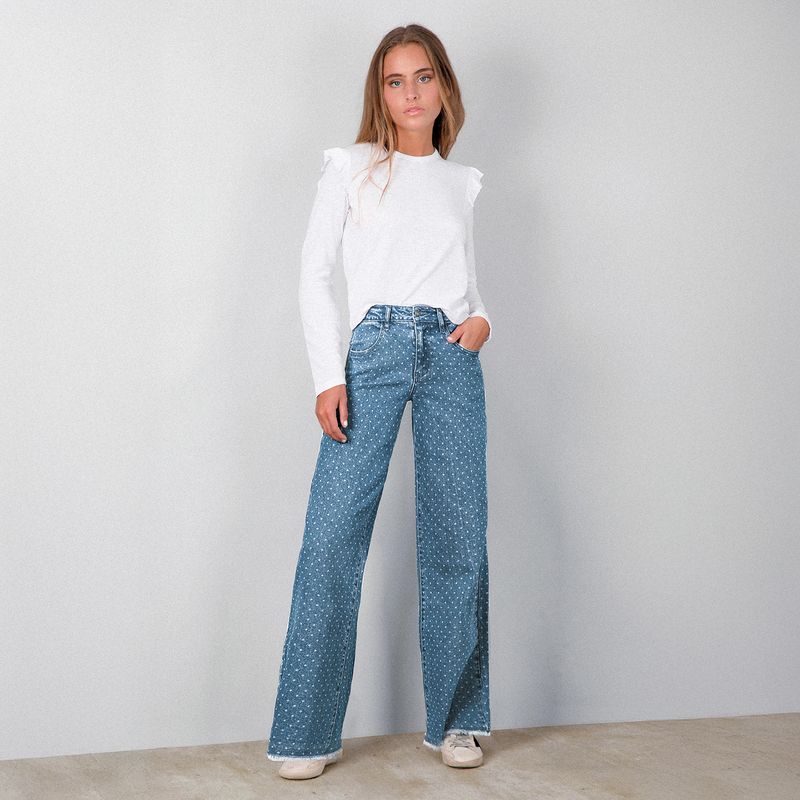 RAINDOOR - Pantalón Laser Rombos Azul Straight Mujer Raindoor