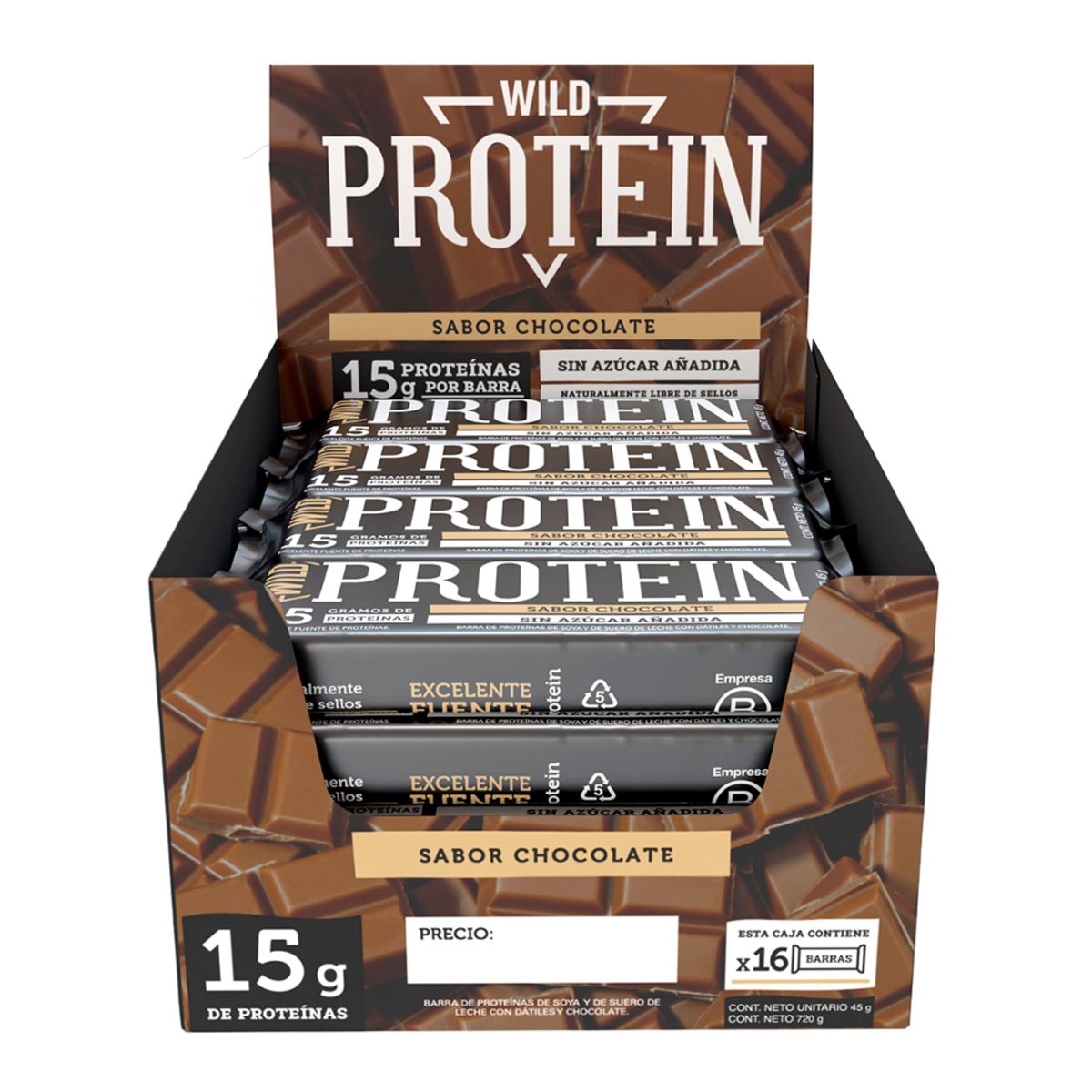 GENERICO - Wild Protein Chocolate 15gr 16 unidades