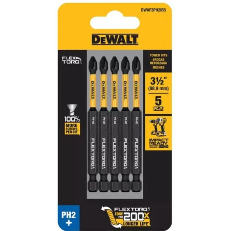 DEWALT - Set 5 Puntas de Impacto Dewalt Flextorq Ph2 X 3.1/2 DWAF3PH2IR5