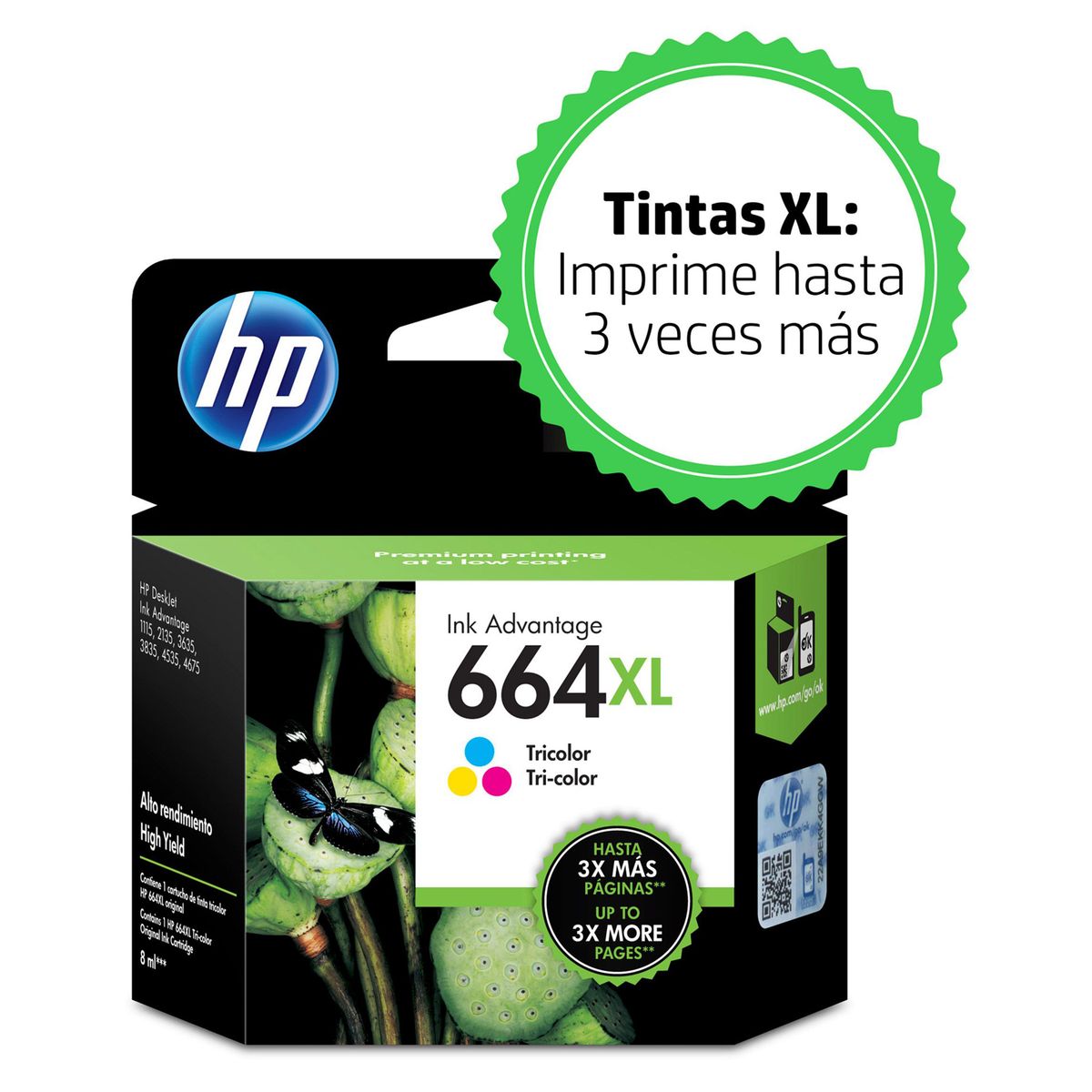 HP - Cartucho de Tinta HP 664XL Tricolor Original