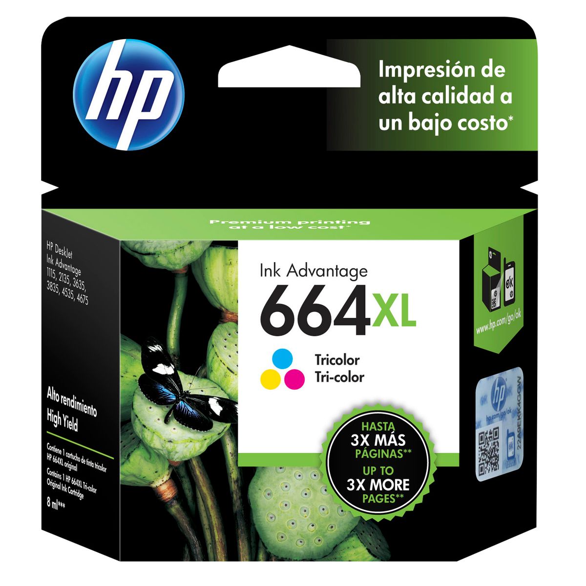 HP - Cartucho de Tinta HP 664XL Tricolor Original