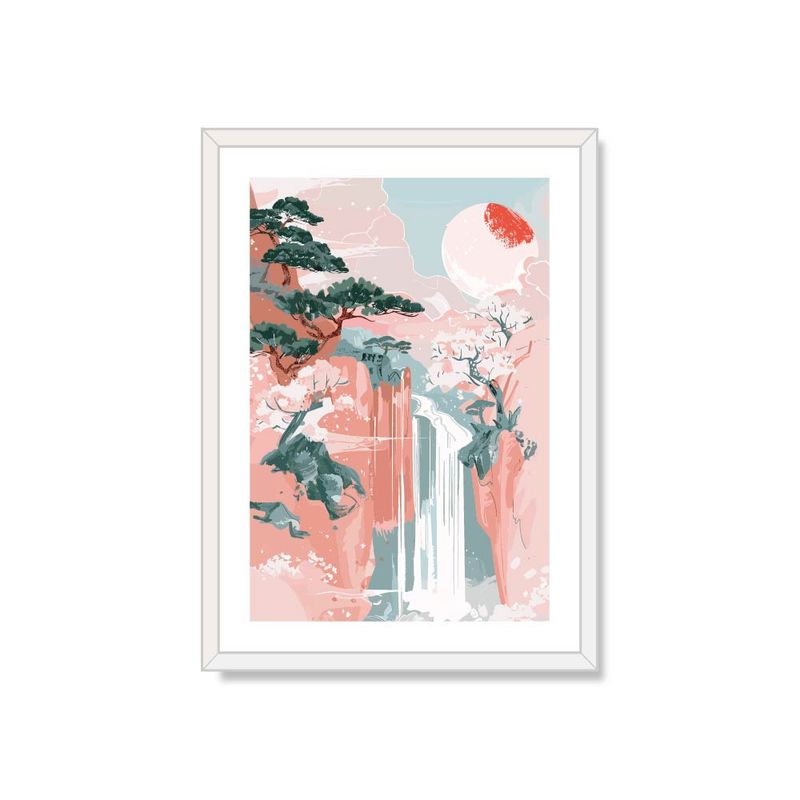 ALCUADRADO - Cuadro Individual Cascada cálida en Japón Blanco 50x40cm
