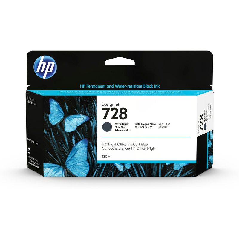 HP - Cartucho de tinta HP DesignJet 728 de 130 ml negro mate