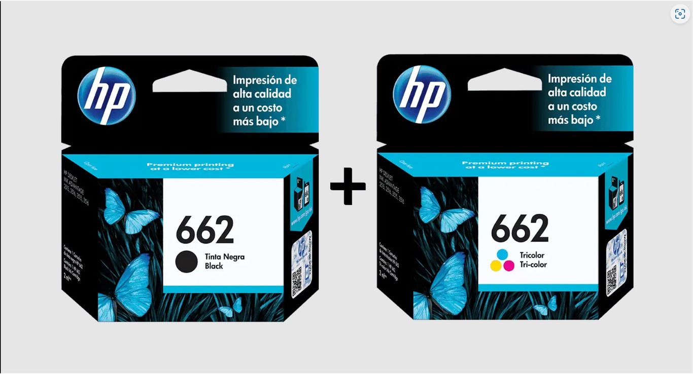 Pack tintas HP 662 Negra + 662 Tricolor