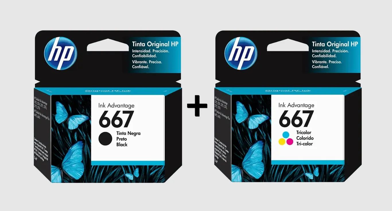 Pack tintas HP 667 Negra + 667 Tricolor