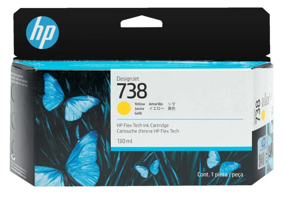 Cartucho de Tinta HP DesignJet 738 Amarillo de 130 ml