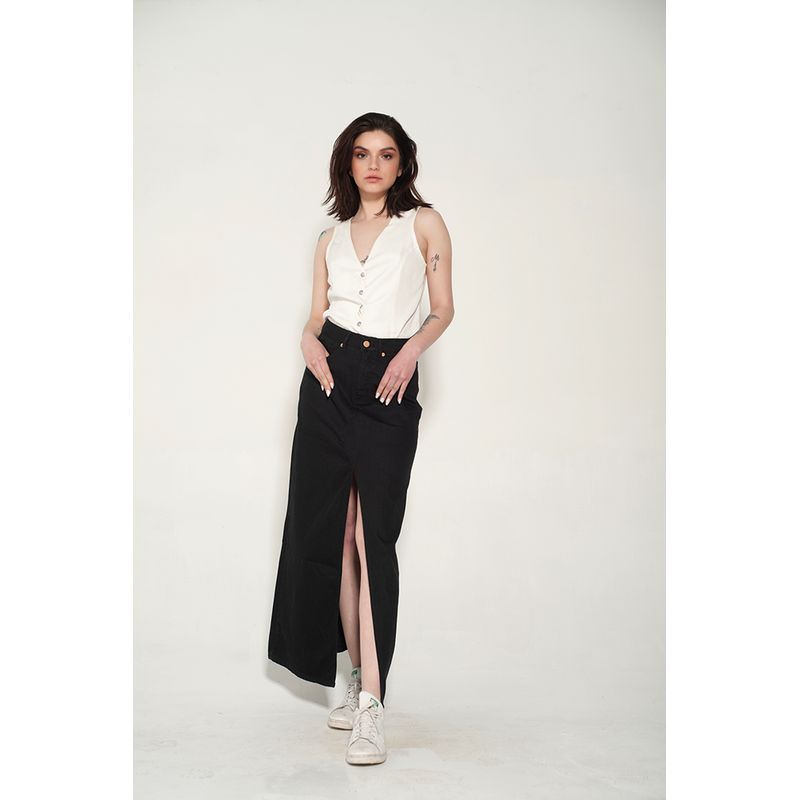 MOMCHIC - Falda evase negra momchic