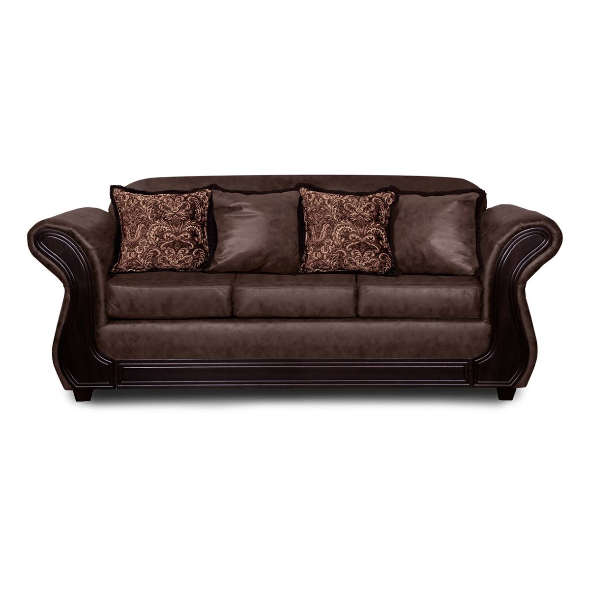 ADONIS LEUDH - Sofá 3 Personas Palermo Envejecido Extra Grande Café Oscuro Con Pelitos