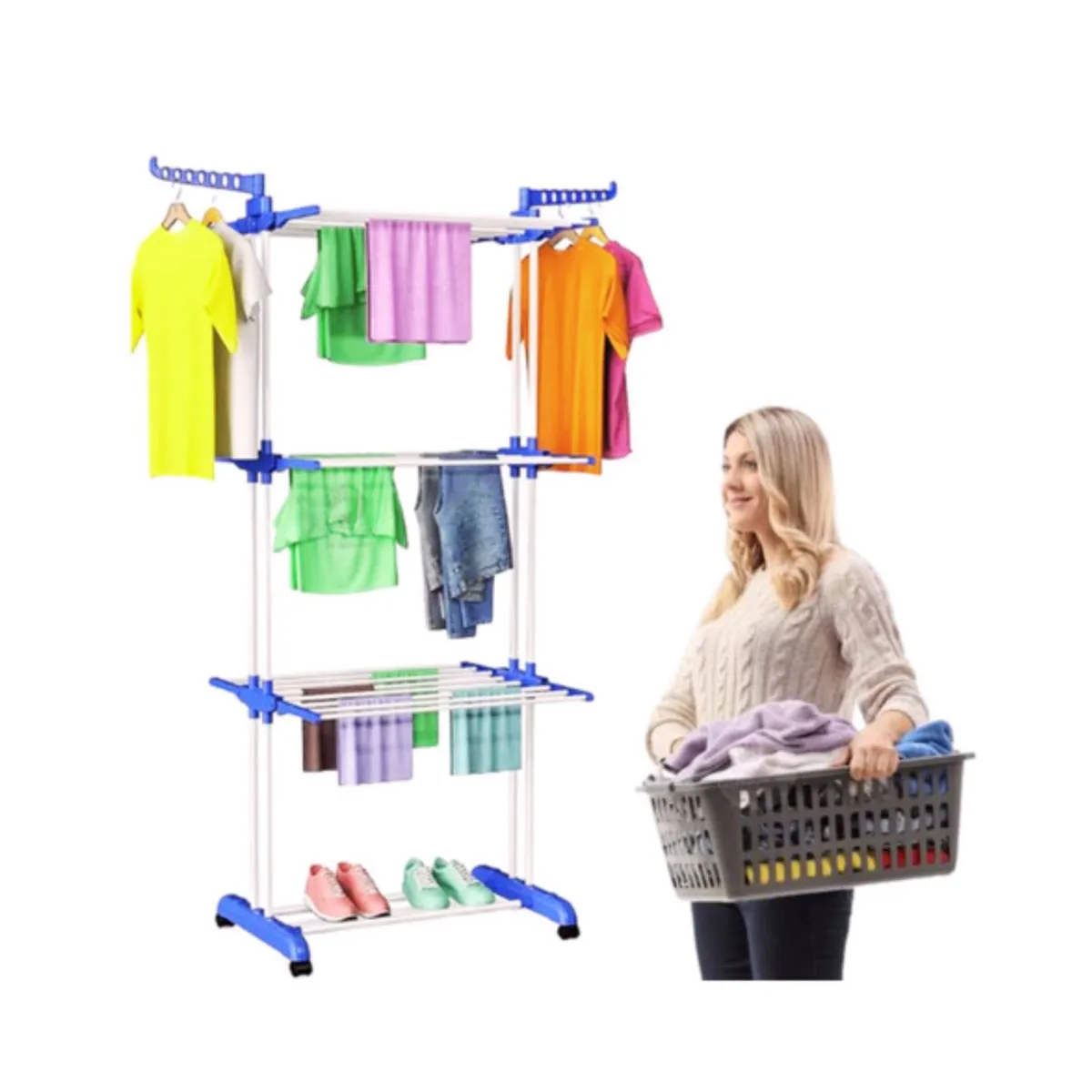 GENERICO - Tendedero Organizador Colgador Ropa Plegable 3 Niveles