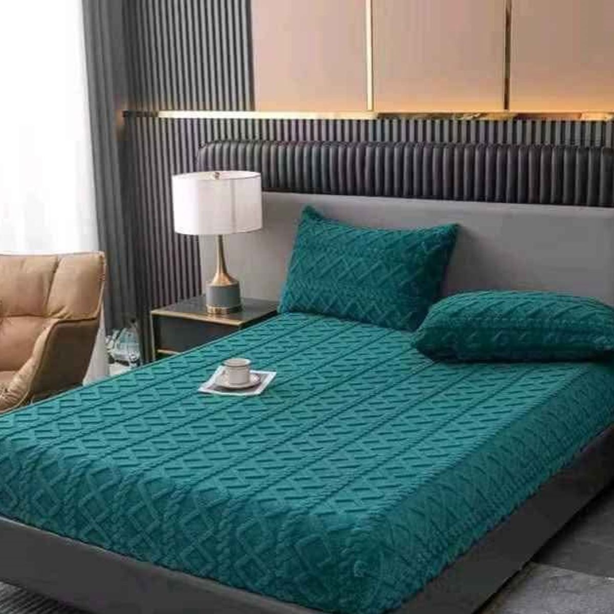 GENERICO - CUBRECOLCHON PROTECTOR ULTRA SUAVE Y CALIDO  DISEÑO TEXTURIZADO