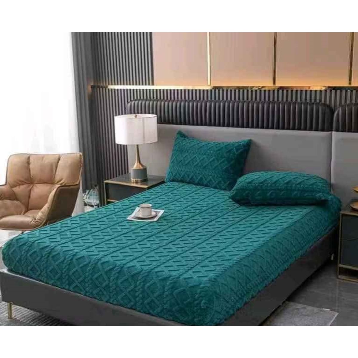 GENERICO - CUBRECOLCHON PROTECTOR ULTRA SUAVE Y CALIDO  DISEÑO TEXTURIZADO