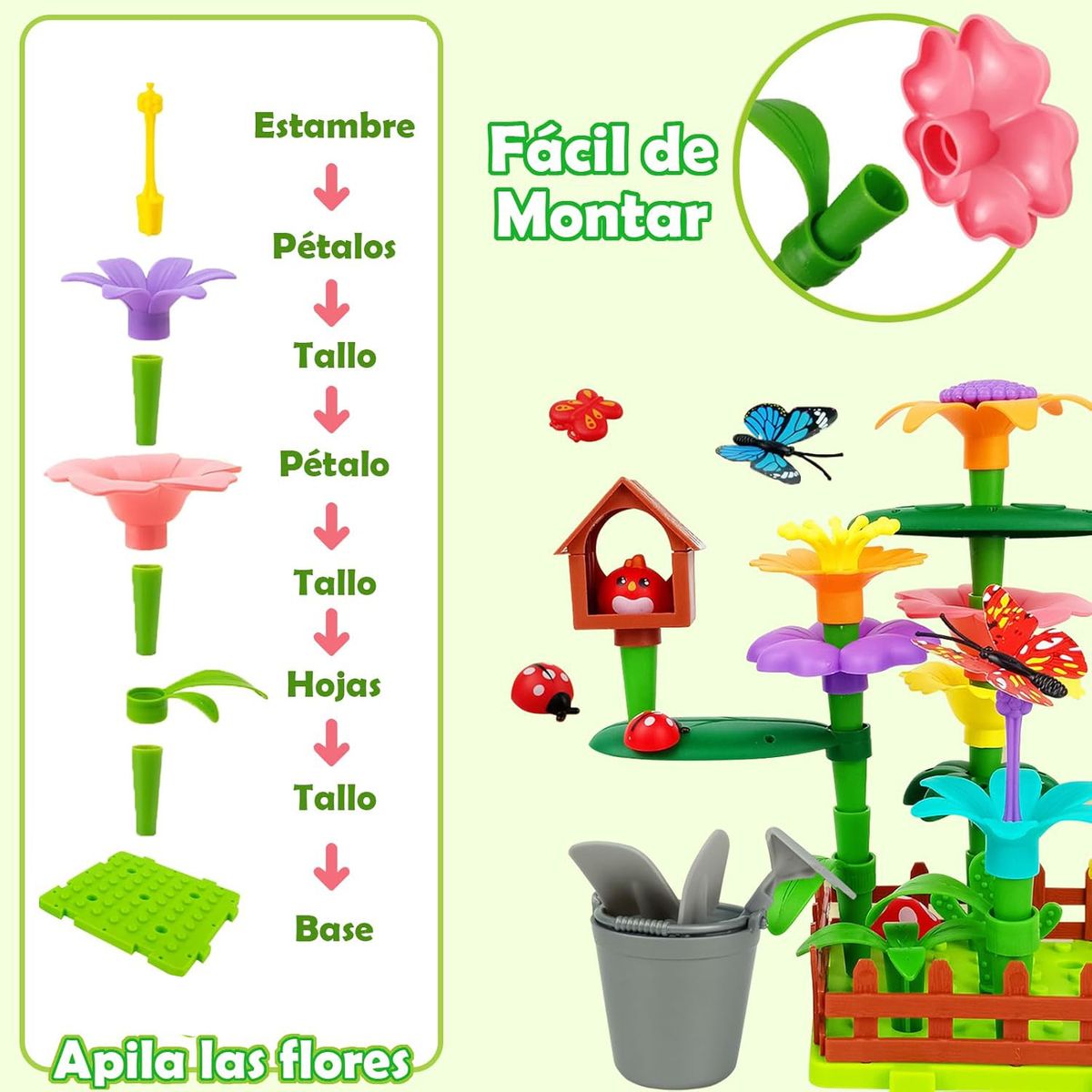 GENERICO - 103Pcs Juguetes De Construcción De Jardin De Flores