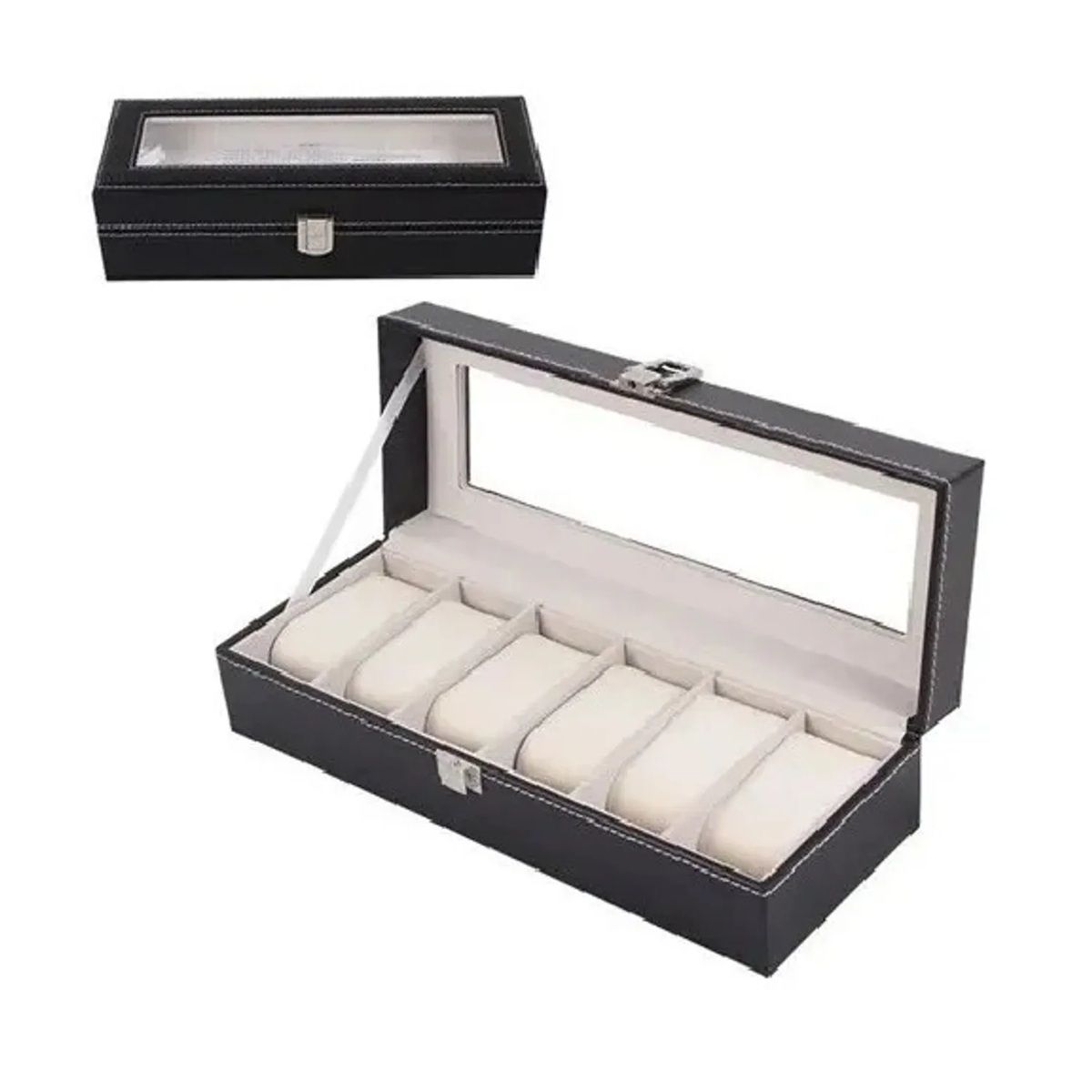 GENERICO - Organizador Estuche Caja 6 Relojes Exhibidor Elegante Joyas
