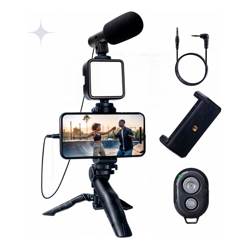 GENERICO - Kit Grabación Celular Micrófono Control Remoto Profesional