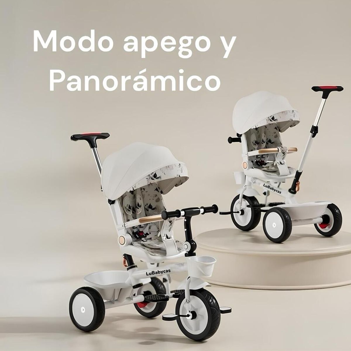 LUBABYCAS - Triciclo LuBabycas 360° Multiposiciones con Mesita Blanco