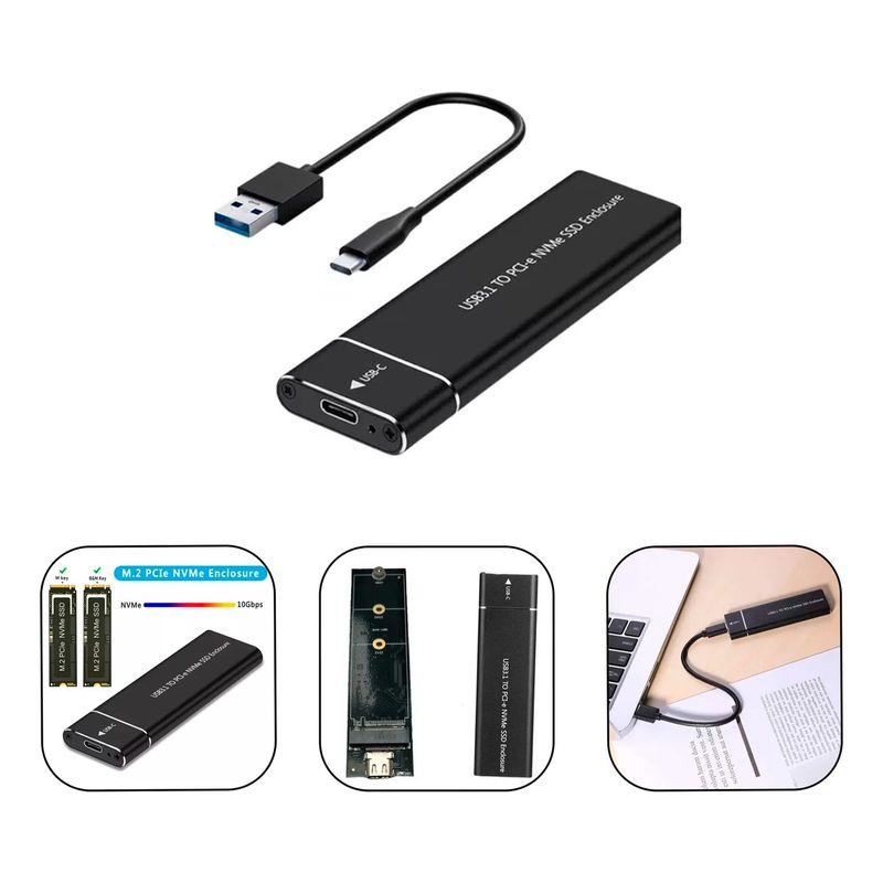 GENERICO - Cofre Caja Externa Case Ssd Disco Solido Usb 31 Nvme M2 M2 10gbps Usb C