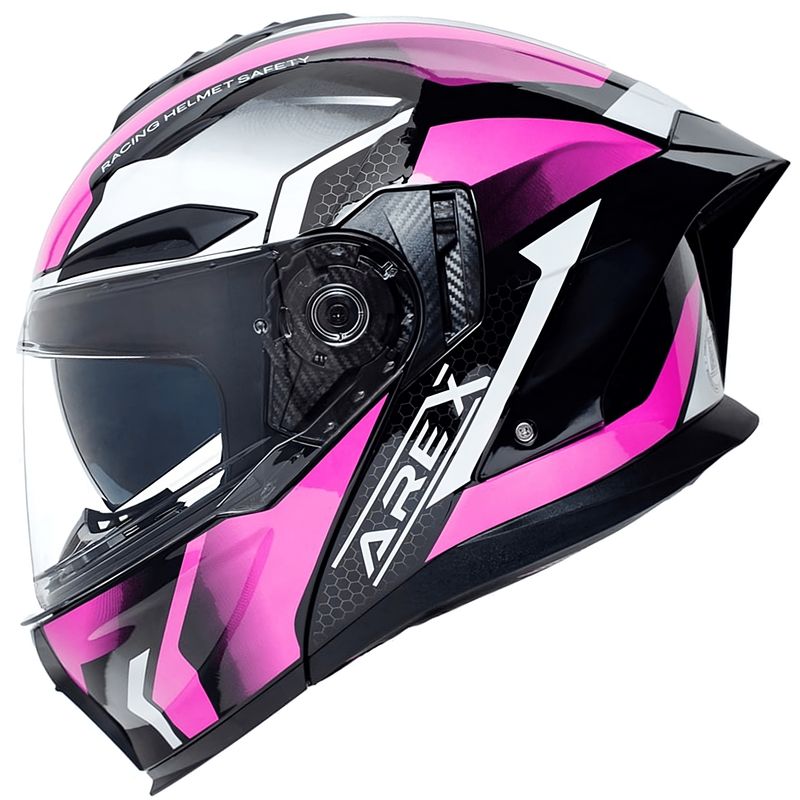 GENERICO - Casco abatible arex SR shot blanco fucsia