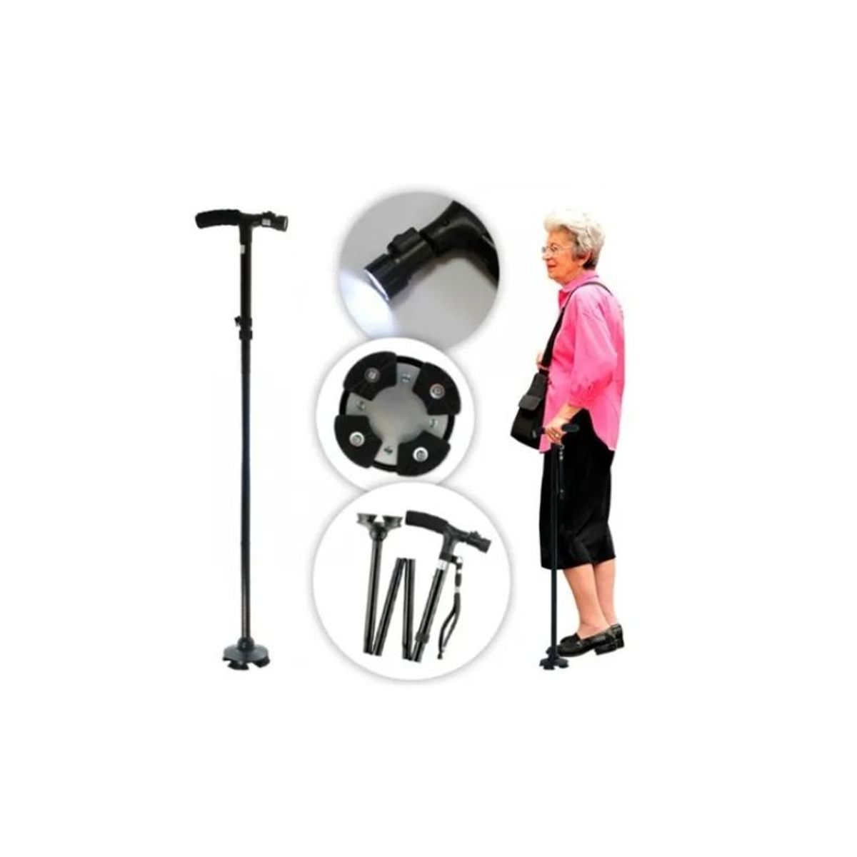 MOVI - Bastón Mágico Plegable con Luz LED Extensible 86-96cm
