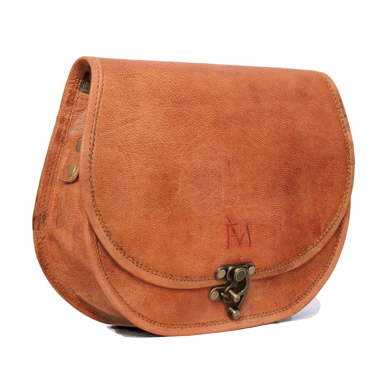 FRANZ MOSSI - Bolso de cuero natural tipo cartera Marrón Look clásico Franz Mossi