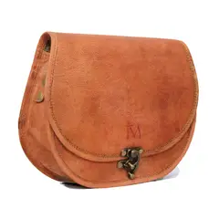 FRANZ MOSSI - Bolso de cuero natural tipo cartera Marrón Look clásico
