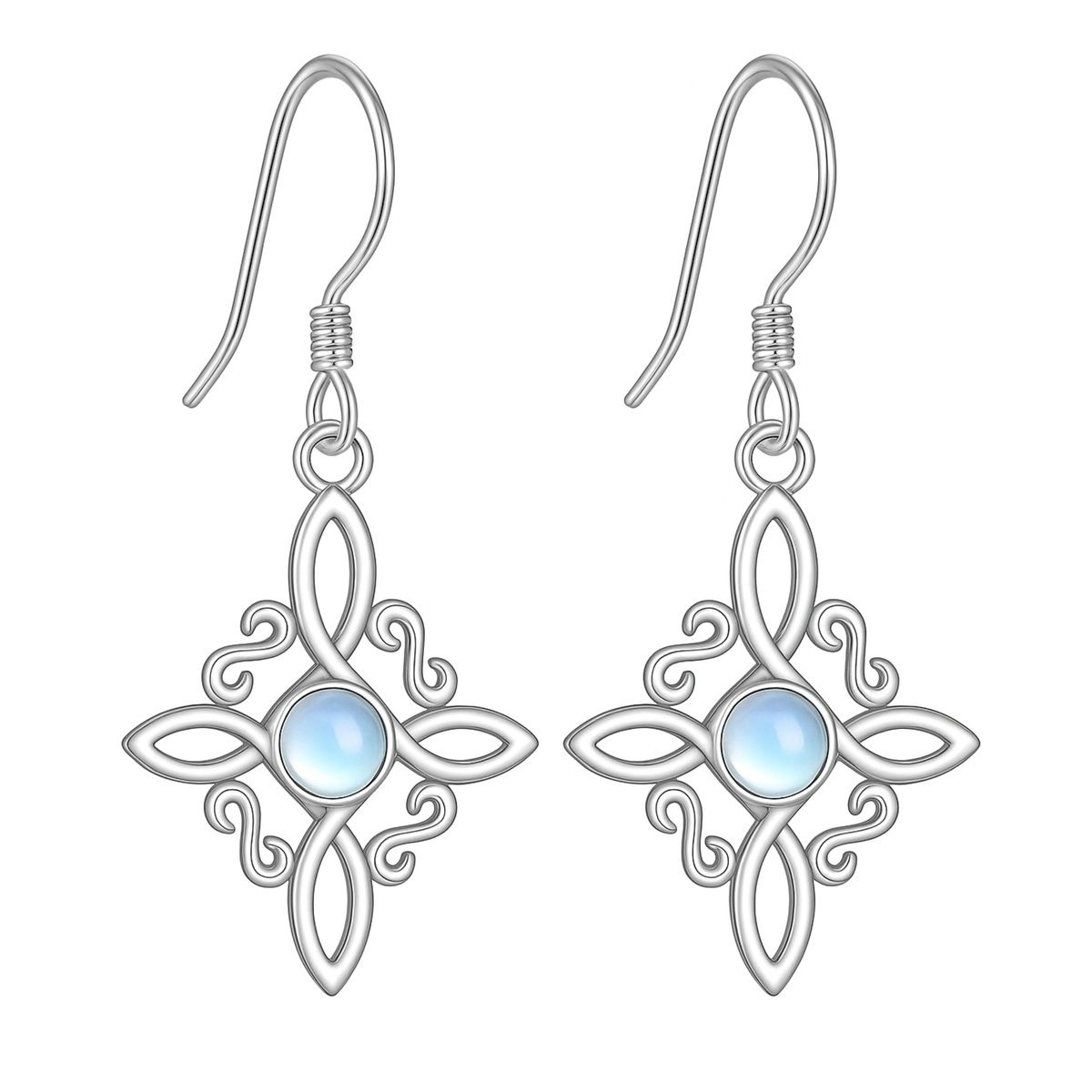 GENERICO - Aros nudo de bruja piedra luna plata 925 joya juvenil mujer