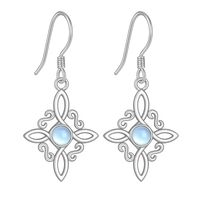 Aros nudo de bruja piedra luna plata 925 joya juvenil mujer