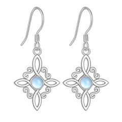 GENERICO - Aros nudo de bruja piedra luna plata 925 joya juvenil mujer